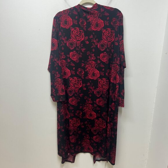 Torrid black red floral long line cardigan whimsigoth vamp 3x - Picture 6 of 8